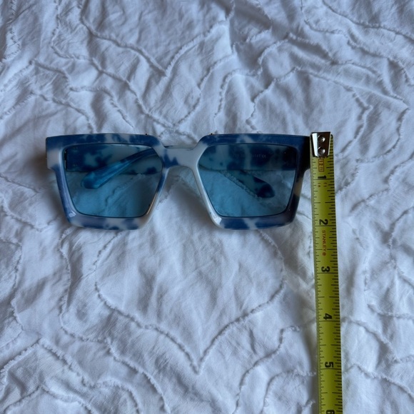 Shein Glasses Blue Tint Lens With Blue Marble Detail with Gold - Picture 3 of 6